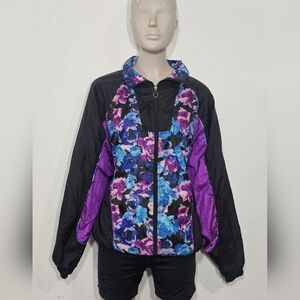 BASIC EDOTIONS Floral Women's Jacket - Black and Purple